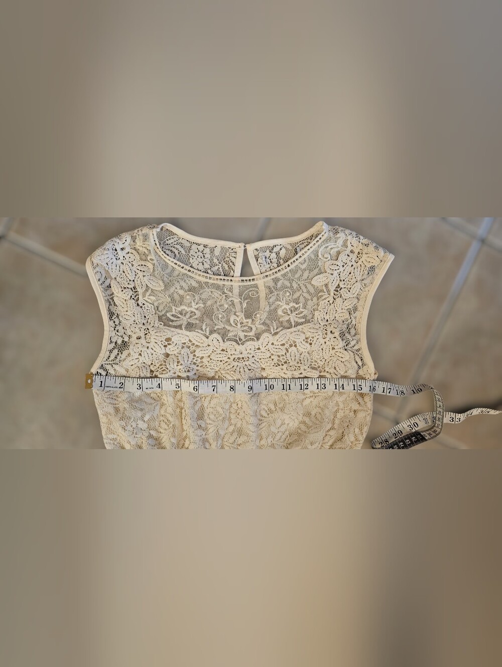 Vintage Cream Lace Mini Dress - Picture 4 of 7